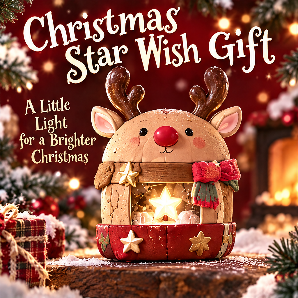 Reindeer star wish box in a festive display with Christmas Star Wish Gift text